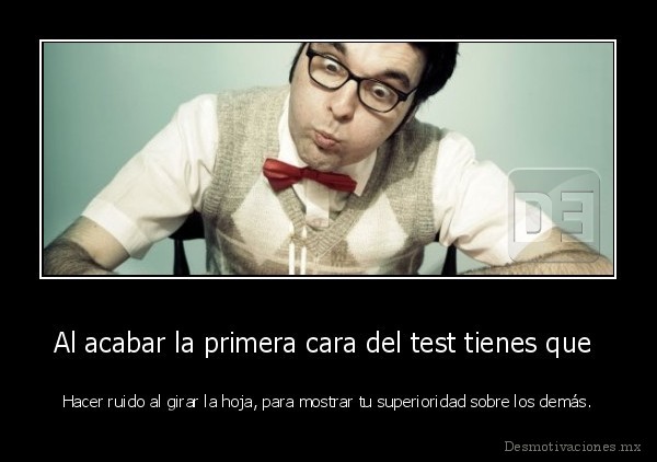Al acabar la primera cara del test tienes que