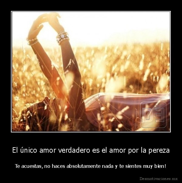El único amor verdadero es el amor por la pereza
