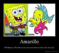 Amarillo - Bob Esponja y Flounder son los unicos que tienen el mismo color de la piel.