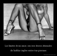 Los límites de mi amor, son esos deseos abismales -  de hablar ingles entre tus piernas.