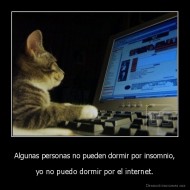 Algunas personas no pueden dormir por insomnio, - yo no puedo dormir por el internet.