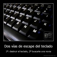 Dos vías de escape del teclado - 1ª: destruir el teclado, 2ª buscarte una novia