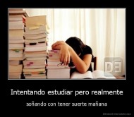 Intentando estudiar pero realmente - soñando con tener suerte mañana
