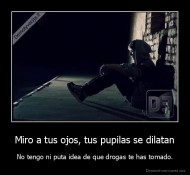 Miro a tus ojos, tus pupilas se dilatan - No tengo ni puta idea de que drogas te has tomado.