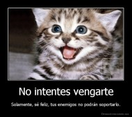 No intentes vengarte - Solamente, sé feliz, tus enemigos no podrán soportarlo.