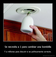 Se necesita a 1 para cambiar una bombilla - Y a millones para discutir si es políticamente correcto.