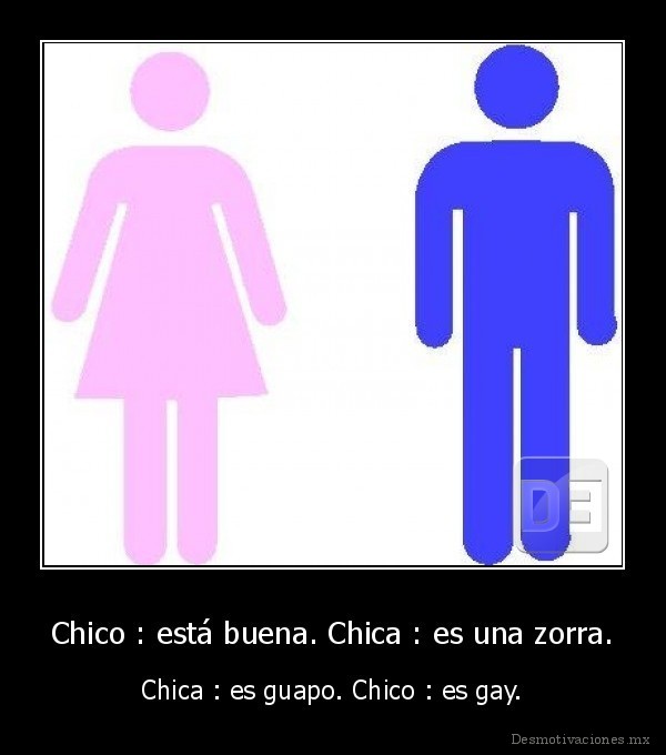 Chico : está buena. Chica : es una zorra.