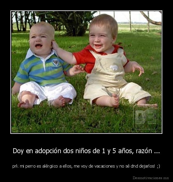 Doy en adopción dos niños de 1 y 5 años, razón ...