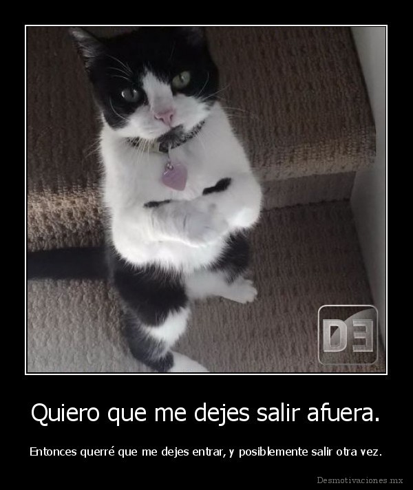 Quiero que me dejes salir afuera.
