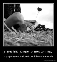 Si eres feliz, aunque no estes conmigo,  - supongo que ese es el precio por haberme enamorado
